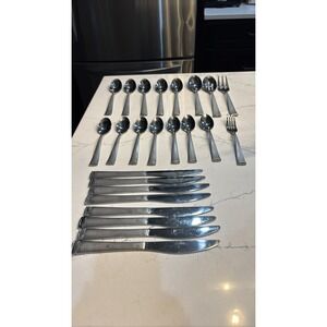 Cambridge Gratitude Sand Stainless Flatware 24 Pc Set with Serving Set